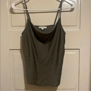 Aeropostale Moss Green Sleeveless Silky Cowl Neck Camisole
